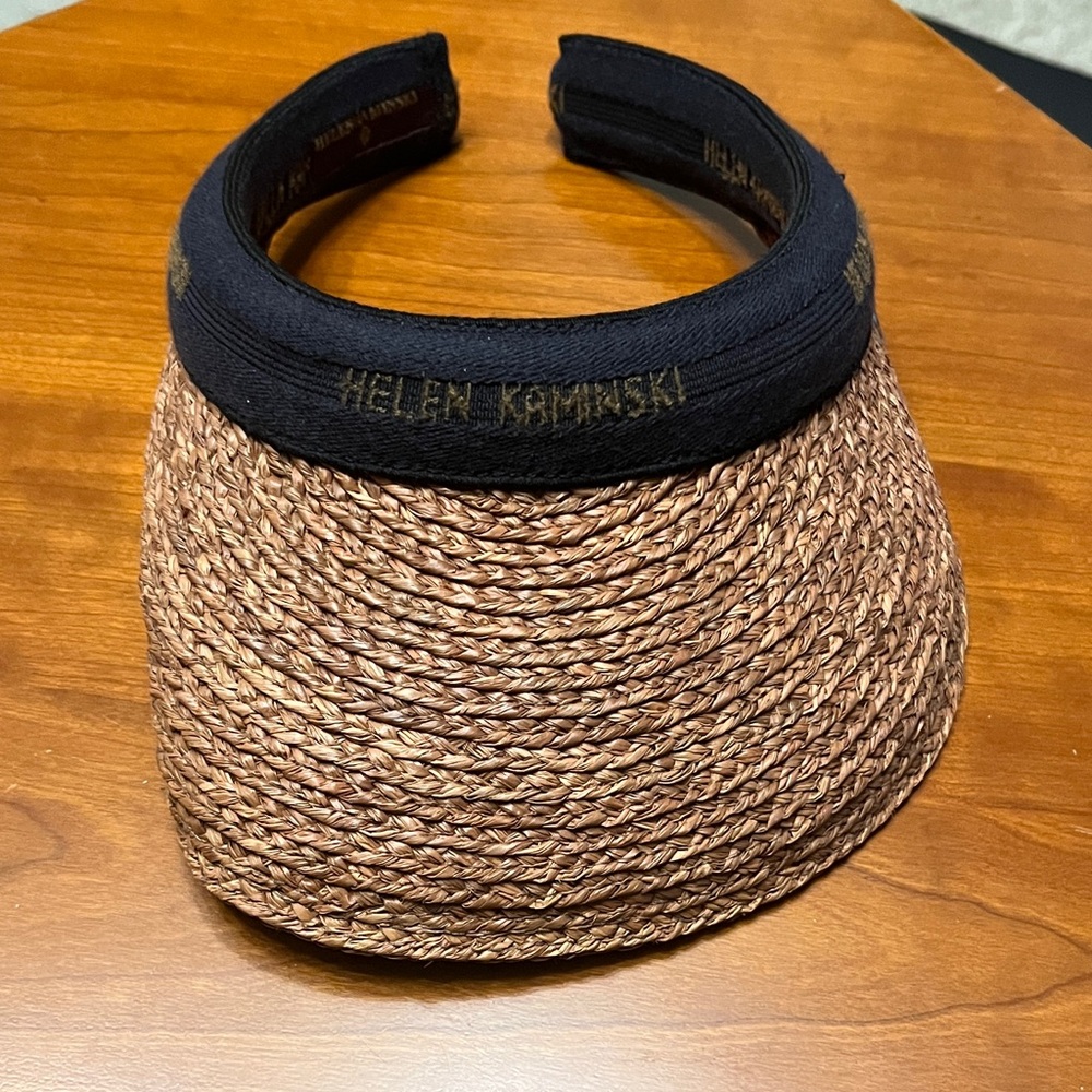 Helen Kaminski Black and Brown Woven Visor